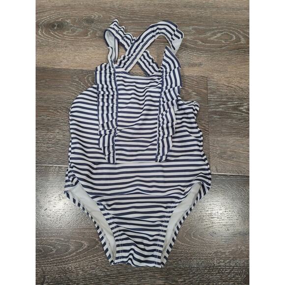 Baby Gap Striped‎ Toddler Girl One Piece Navy Swimsuit size 3 #6 - Picture 1 of 4